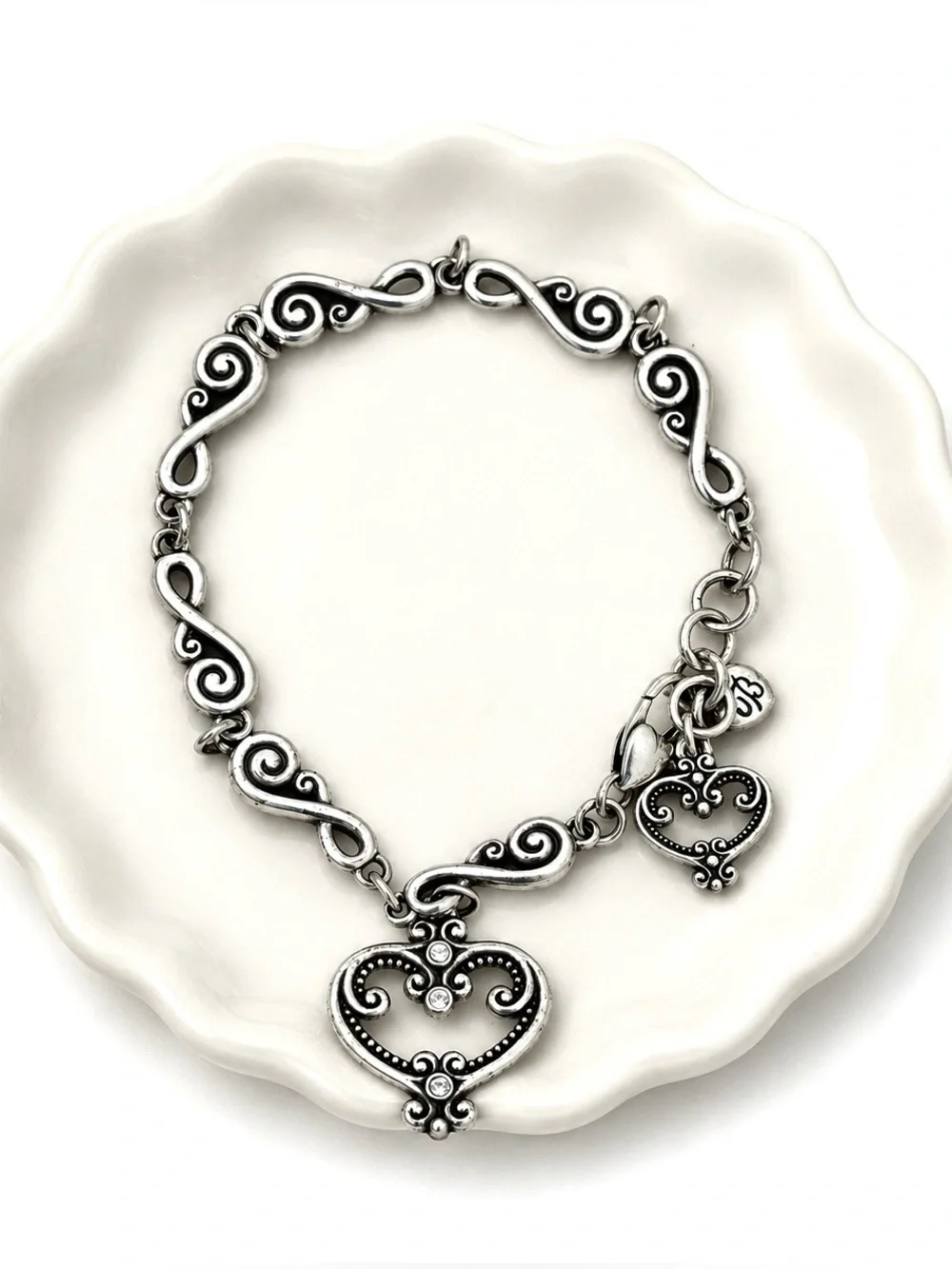 Brighton Palazzo Silver Heart Crystal Bracelet